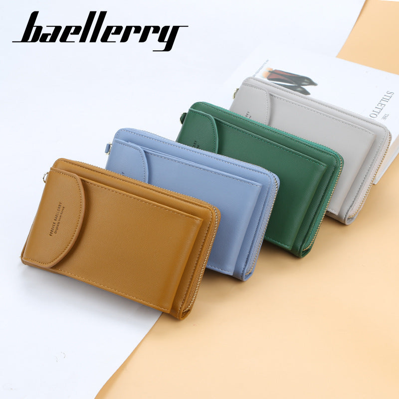 Ms. baellerry wallet solid color small diagonal bag multifunctional mobile phone medium and long clutch bag coin purse women