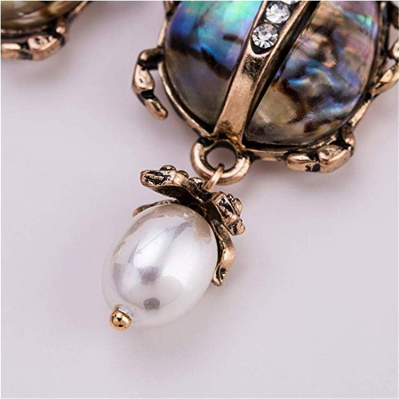 Amazon explosions Europe and America exaggerated shell insects beetle earrings with diamonds pearl earrings