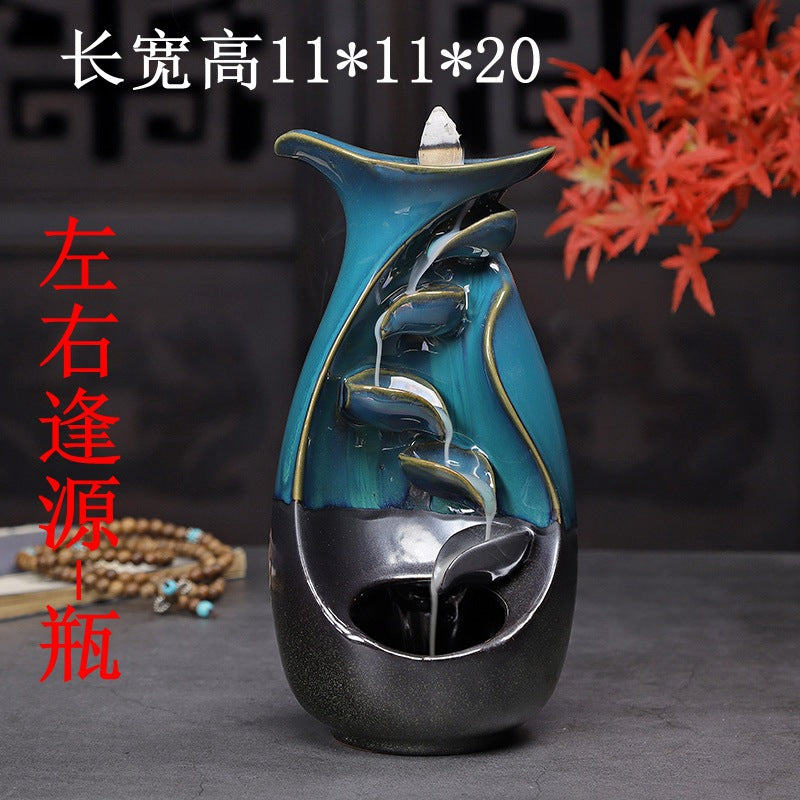 Left and right source blue retro back incense burner new agarwood sandalwood Zen tea ceremony home incense burner creative ornaments