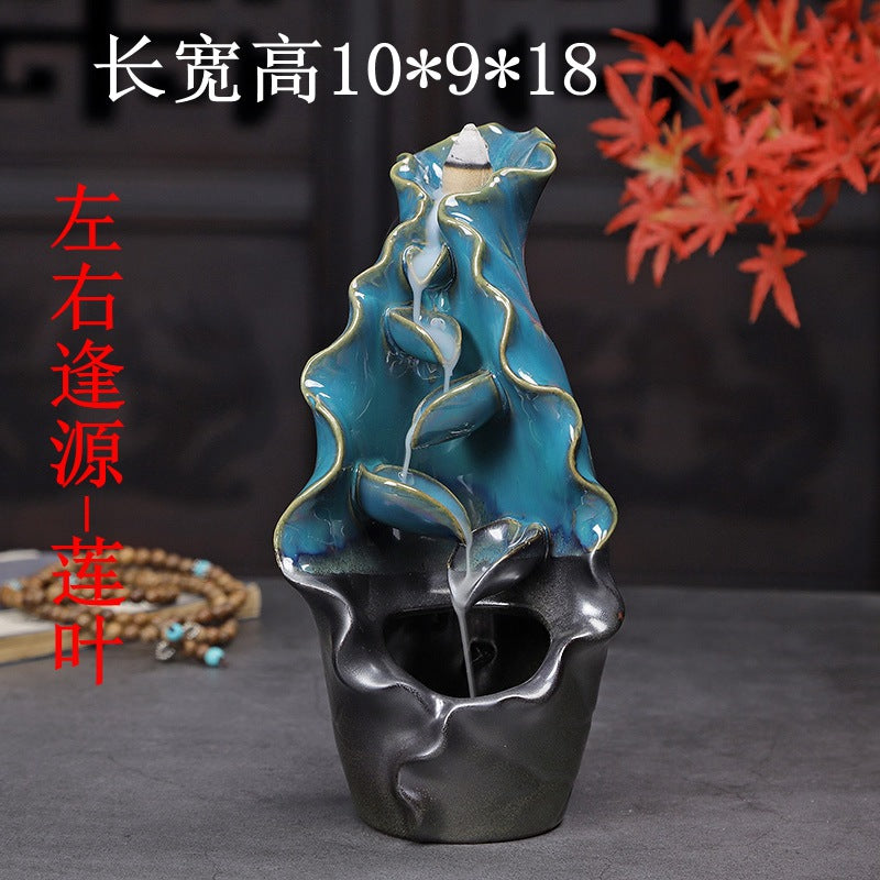 Left and right source blue retro back incense burner new agarwood sandalwood Zen tea ceremony home incense burner creative ornaments