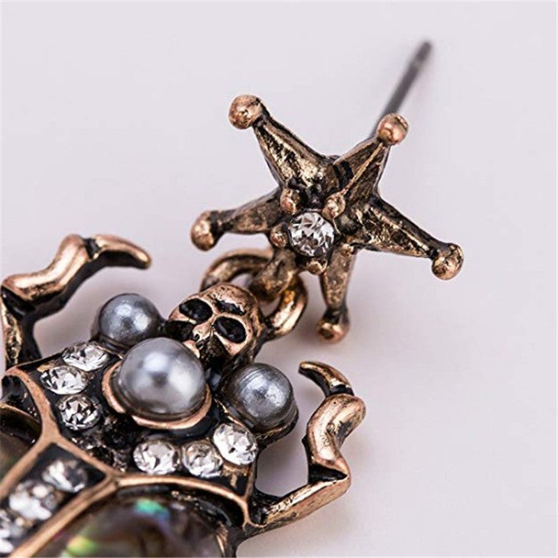 Amazon explosions Europe and America exaggerated shell insects beetle earrings with diamonds pearl earrings
