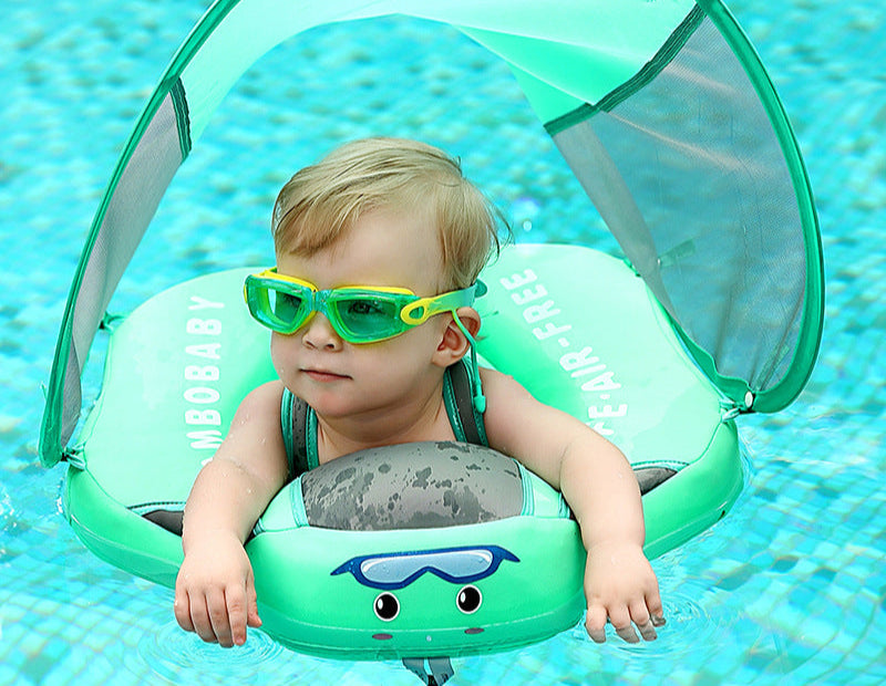 Manbao infant safety free inflatable lying ring with awning swimming ring 47*48*12cm