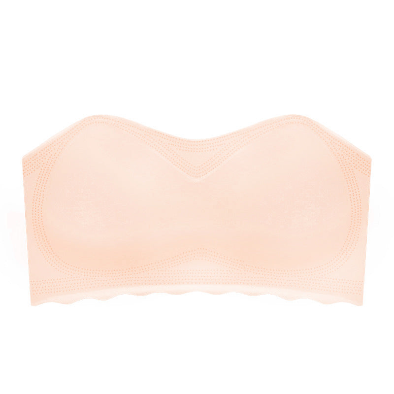 Detachable shoulder strap tube top underwear wrapped chest style gather beautiful back female student base anti-glare ice silk dress female bra