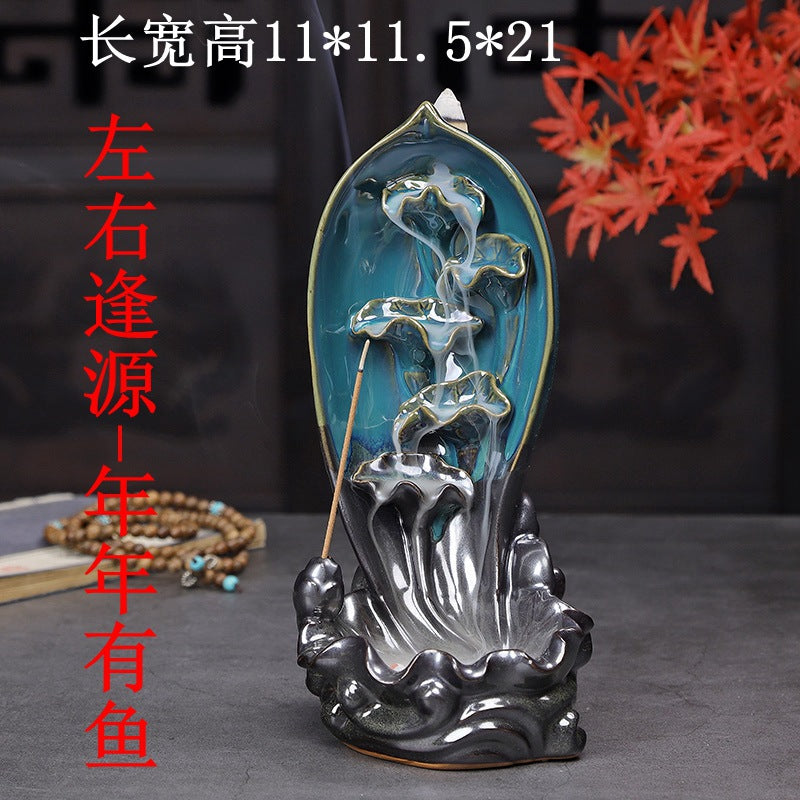 Left and right source blue retro back incense burner new agarwood sandalwood Zen tea ceremony home incense burner creative ornaments