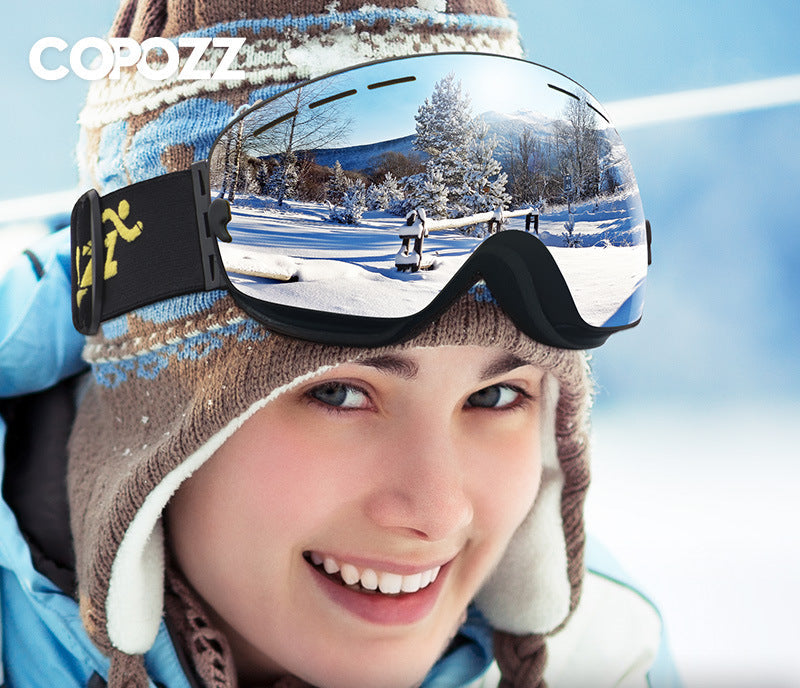 COPOZZ men and women large spherical ski goggles double layer anti-fog ski goggles ski equipment equipment coca myopia