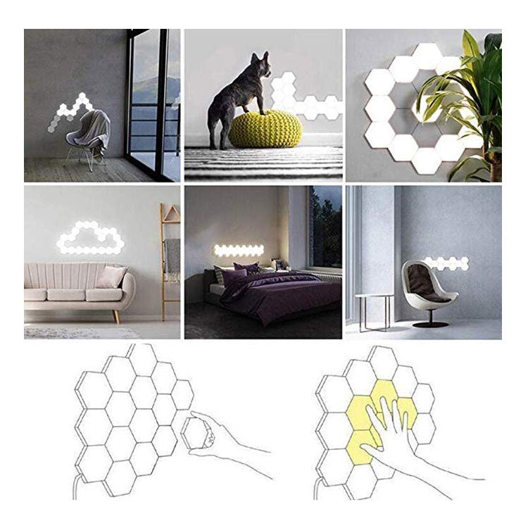 Quantum Combination Splicing Wall Light Smart Touch Sensor Light LED Honeycomb Aisle Bedroom Background Quantum Light