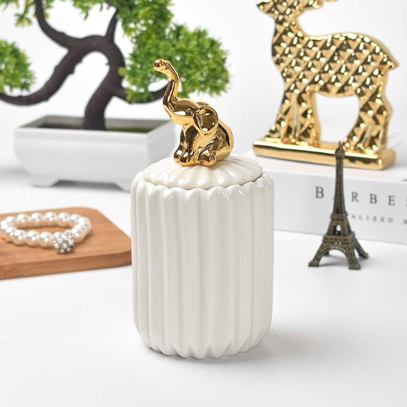 Nordic creative ceramic craftsmanship electroplating home decoration sealed jar wedding gift storage box storage jar with souvenir