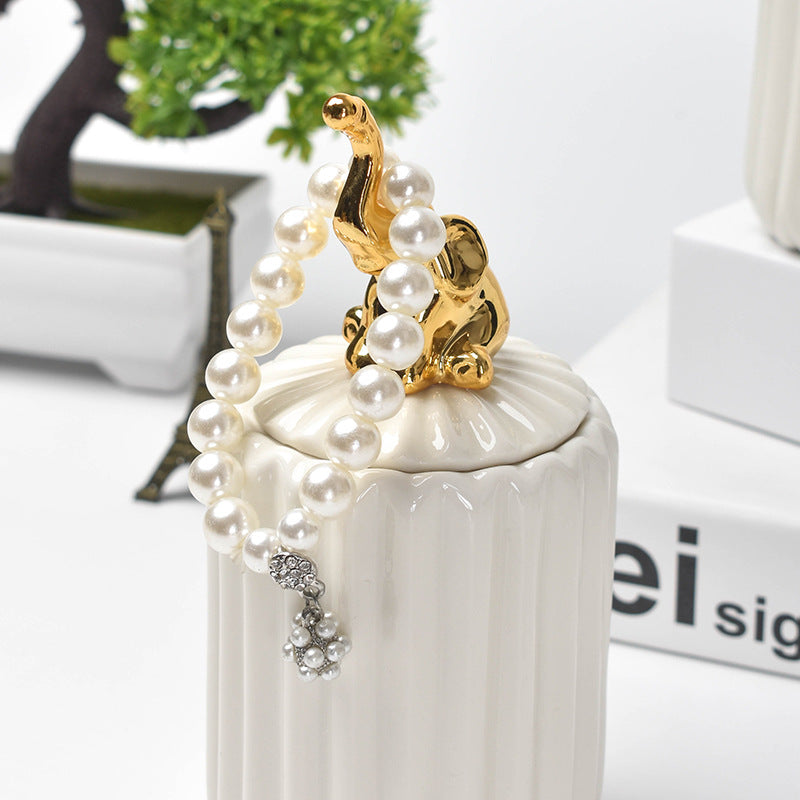Nordic creative ceramic craftsmanship electroplating home decoration sealed jar wedding gift storage box storage jar with souvenir