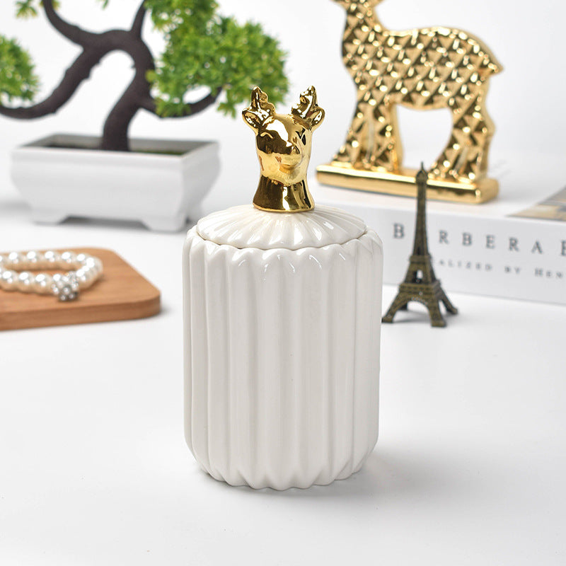Nordic creative ceramic craftsmanship electroplating home decoration sealed jar wedding gift storage box storage jar with souvenir