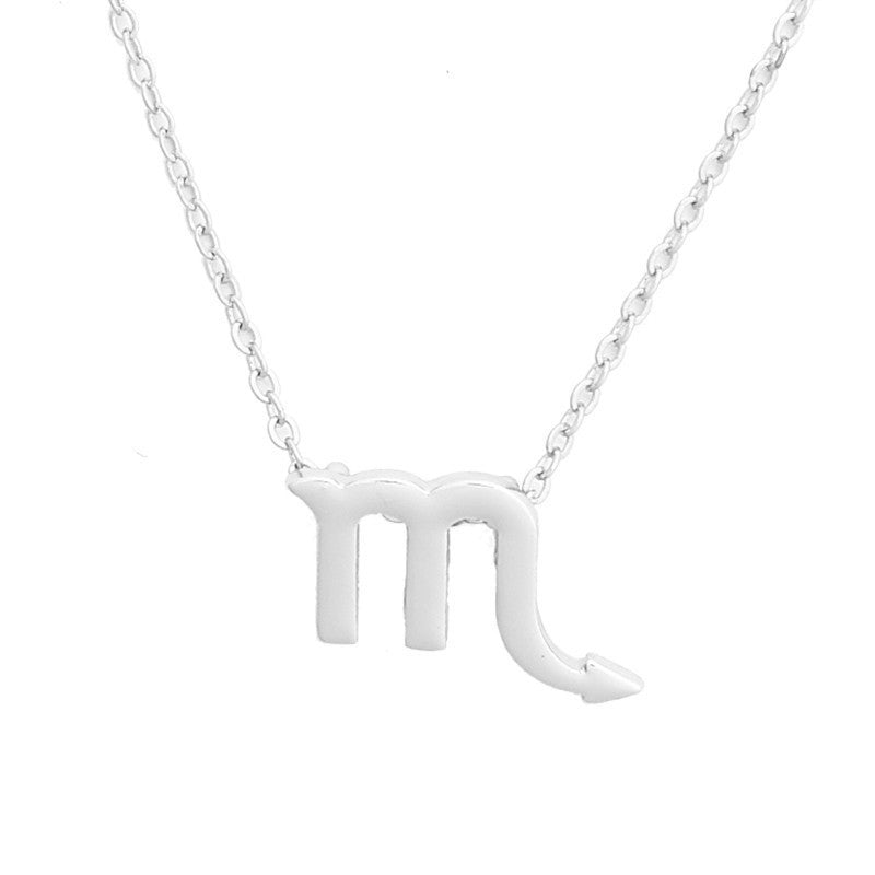 wish Amazon cross-border explosion models 12 twelve constellation necklace constellation card alloy pendant clavicle chain
