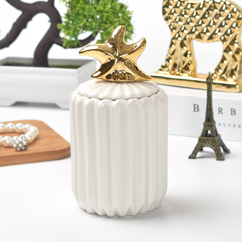 Nordic creative ceramic craftsmanship electroplating home decoration sealed jar wedding gift storage box storage jar with souvenir