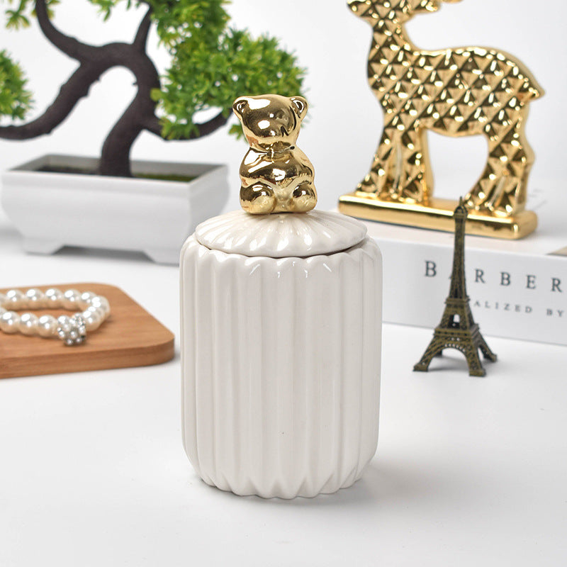 Nordic creative ceramic craftsmanship electroplating home decoration sealed jar wedding gift storage box storage jar with souvenir