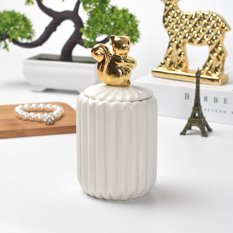 Nordic creative ceramic craftsmanship electroplating home decoration sealed jar wedding gift storage box storage jar with souvenir