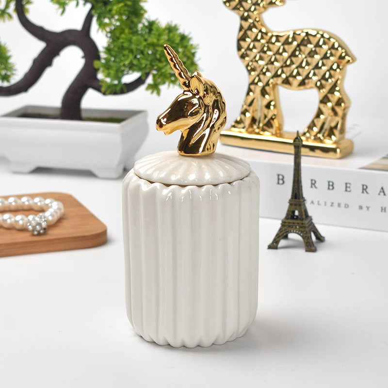 Nordic creative ceramic craftsmanship electroplating home decoration sealed jar wedding gift storage box storage jar with souvenir
