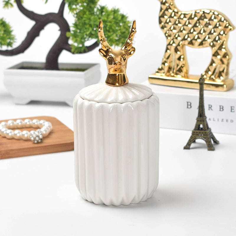 Nordic creative ceramic craftsmanship electroplating home decoration sealed jar wedding gift storage box storage jar with souvenir