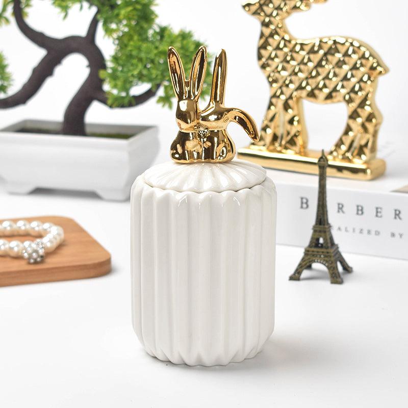 Nordic creative ceramic craftsmanship electroplating home decoration sealed jar wedding gift storage box storage jar with souvenir