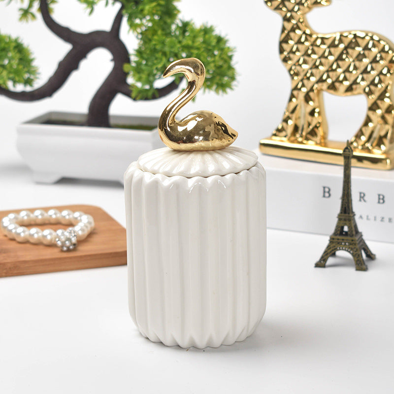 Nordic creative ceramic craftsmanship electroplating home decoration sealed jar wedding gift storage box storage jar with souvenir