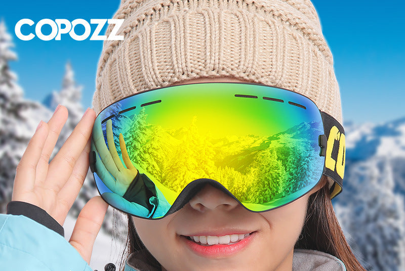 COPOZZ men and women large spherical ski goggles double layer anti-fog ski goggles ski equipment equipment coca myopia