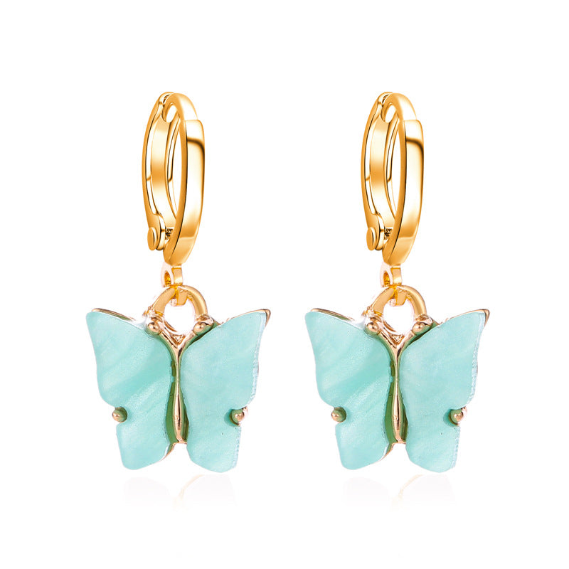 Korean new product earrings fashion color acrylic butterfly earrings earrings small fresh sweet colorful earrings earrings