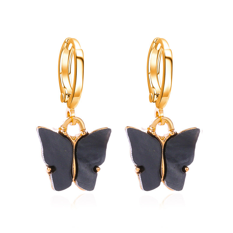Korean new product earrings fashion color acrylic butterfly earrings earrings small fresh sweet colorful earrings earrings