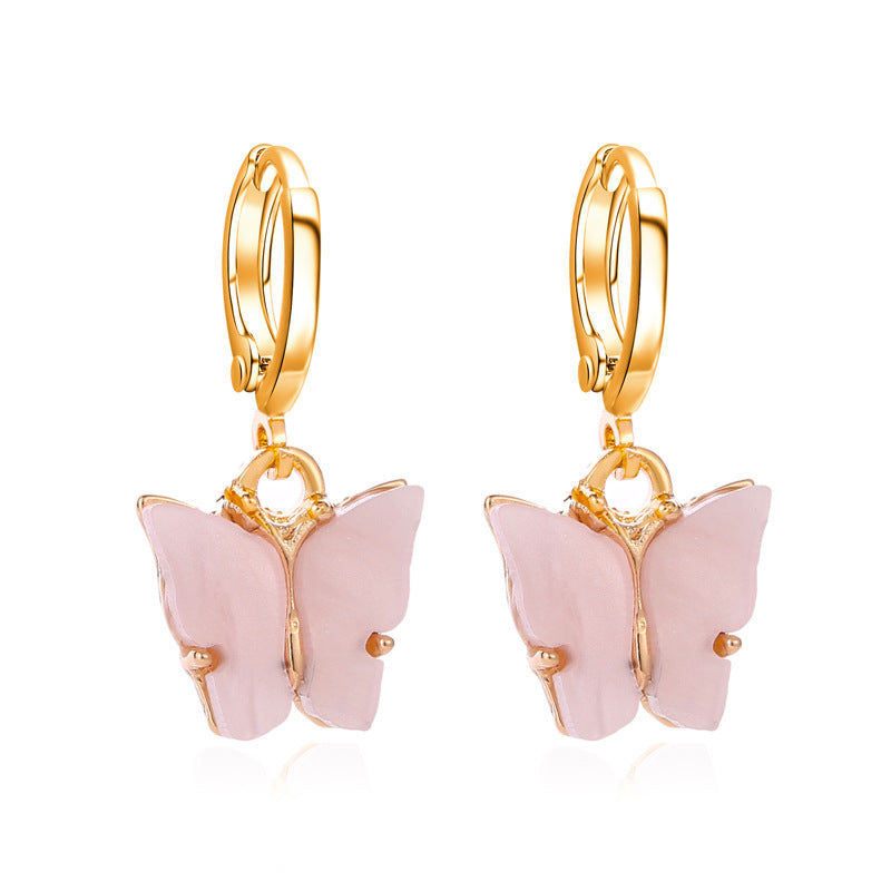 Korean new product earrings fashion color acrylic butterfly earrings earrings small fresh sweet colorful earrings earrings