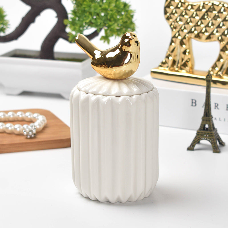 Nordic creative ceramic craftsmanship electroplating home decoration sealed jar wedding gift storage box storage jar with souvenir