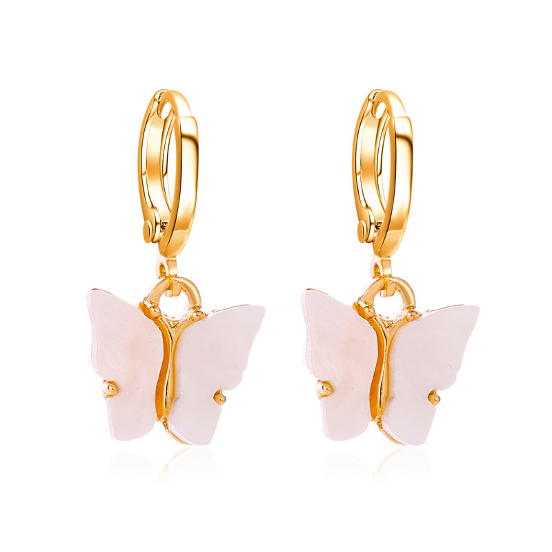 Korean new product earrings fashion color acrylic butterfly earrings earrings small fresh sweet colorful earrings earrings