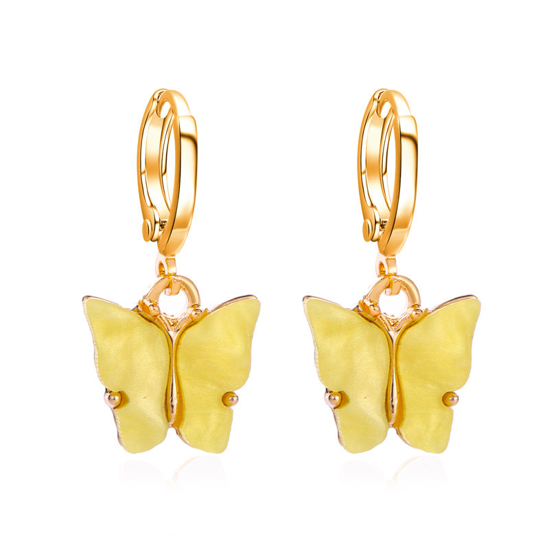 Korean new product earrings fashion color acrylic butterfly earrings earrings small fresh sweet colorful earrings earrings