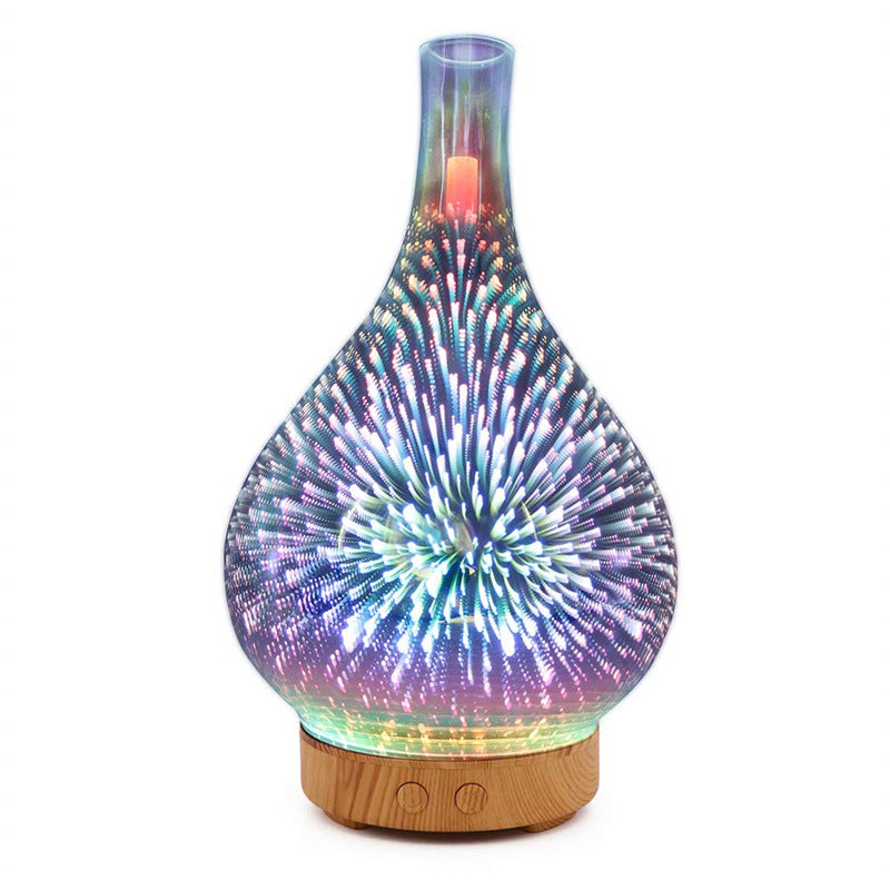Creative 3D Glass Firework Humidifier Colorful LED Atmospheric Lamp Aroma Humidifier