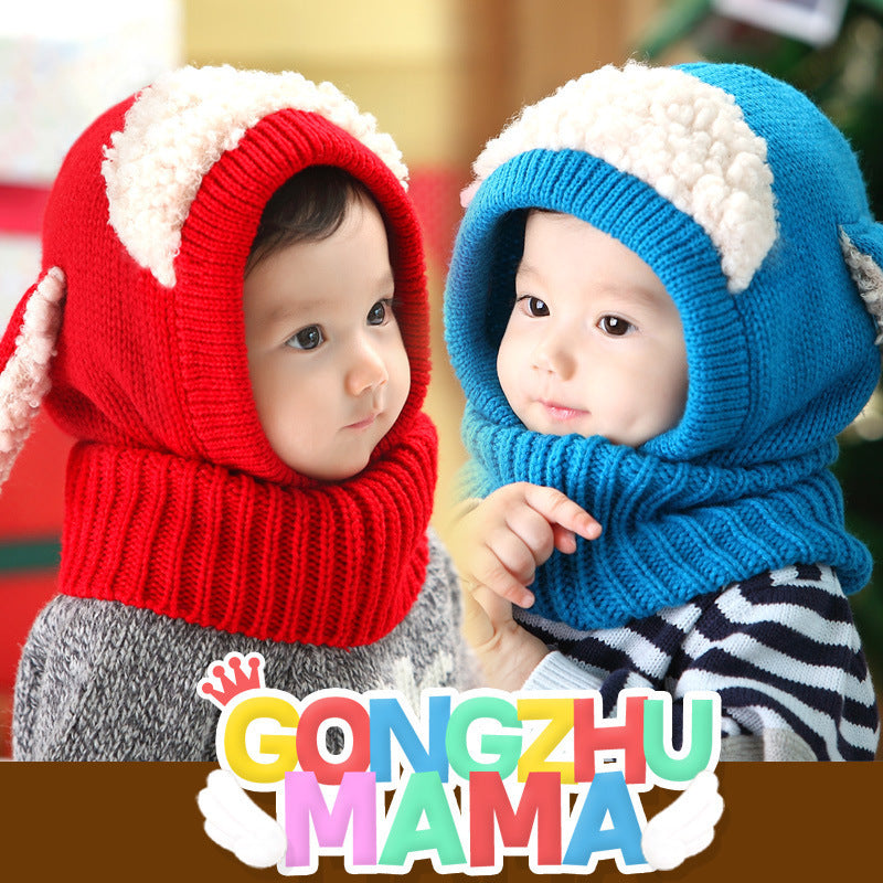 Korean autumn and winter baby hats boys and girls baby hats children's woolen caps scarf scarf warm