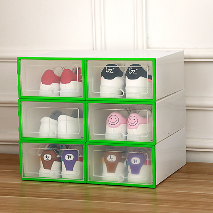 Shoes Boxes Foldable Plastic Thickened Flip Ladies Clamshell Shoes Cabinet Colorful Transparen Stackable Storage(for women 32x22x12cm)6pcs