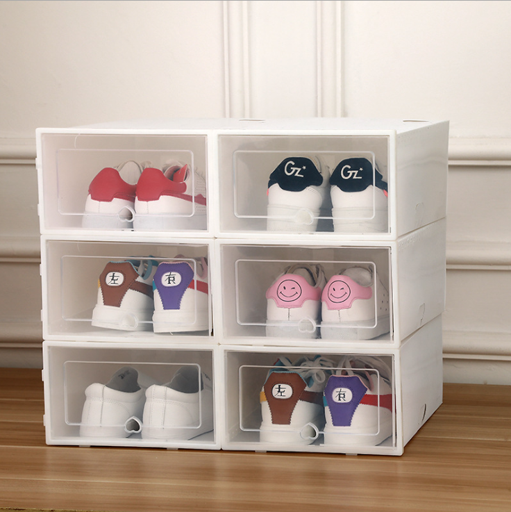 Shoes Boxes Foldable Plastic Thickened Flip Ladies Clamshell Shoes Cabinet Colorful Transparen Stackable Storage(for women 32x22x12cm)6pcs
