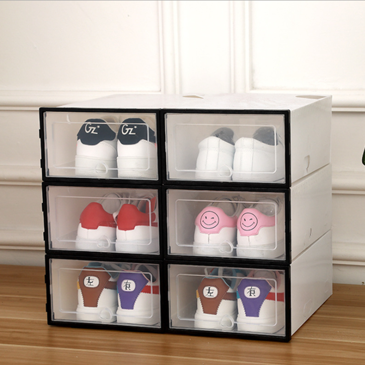 Shoes Boxes Foldable Plastic Thickened Flip Ladies Clamshell Shoes Cabinet Colorful Transparen Stackable Storage(for women 32x22x12cm)6pcs