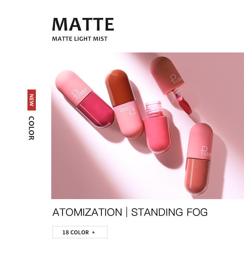 Mini Capsule Shape Lip Glaze Matte 18 Colors Lip Gloss Waterproof Long lasting Velvet Moisture Nude Lip gloss Lip Makeup TSLM1