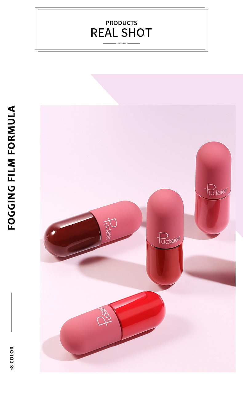 Mini Capsule Shape Lip Glaze Matte 18 Colors Lip Gloss Waterproof Long lasting Velvet Moisture Nude Lip gloss Lip Makeup TSLM1