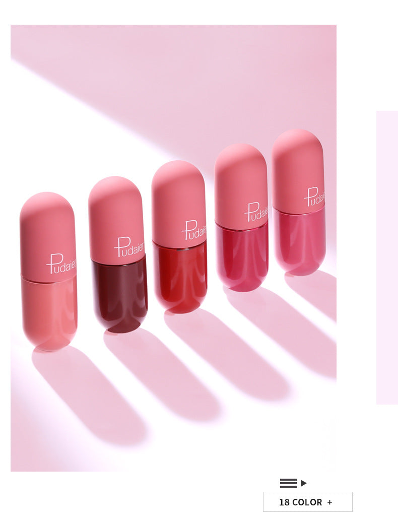Mini Capsule Shape Lip Glaze Matte 18 Colors Lip Gloss Waterproof Long lasting Velvet Moisture Nude Lip gloss Lip Makeup TSLM1