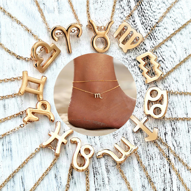 Cross-border hot sale personality symbol version twelve constellation alloy paper card necklace personality clavicle chain spot wholesale