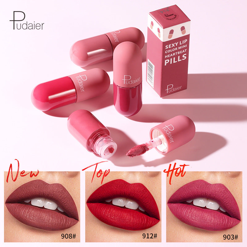Mini Capsule Shape Lip Glaze Matte 18 Colors Lip Gloss Waterproof Long lasting Velvet Moisture Nude Lip gloss Lip Makeup TSLM1