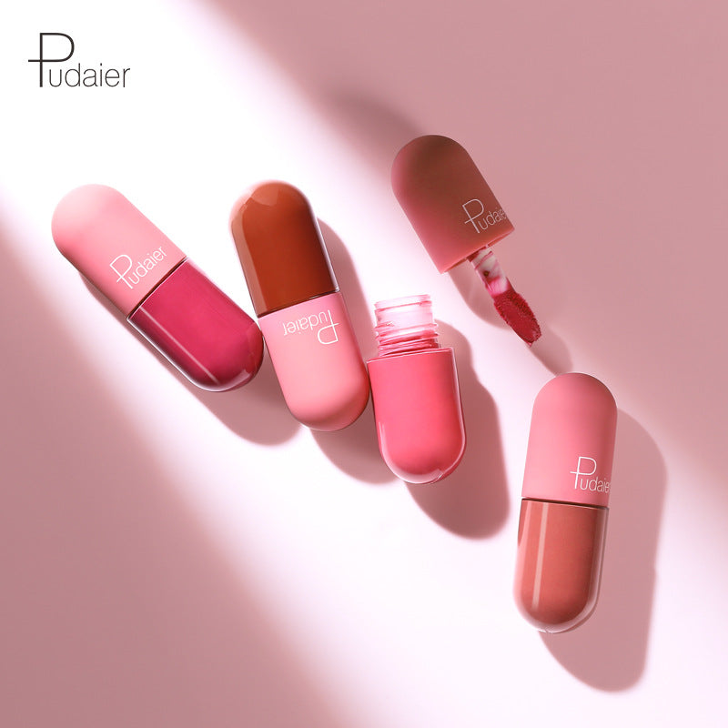 Mini Capsule Shape Lip Glaze Matte 18 Colors Lip Gloss Waterproof Long lasting Velvet Moisture Nude Lip gloss Lip Makeup TSLM1
