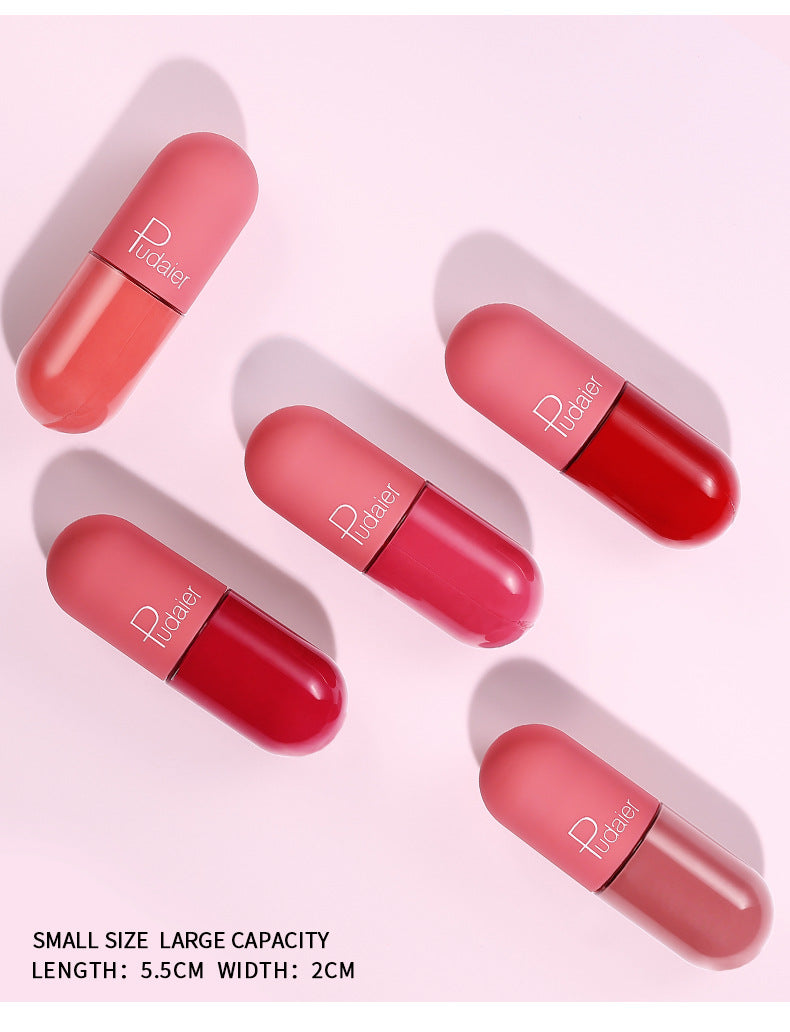 Mini Capsule Shape Lip Glaze Matte 18 Colors Lip Gloss Waterproof Long lasting Velvet Moisture Nude Lip gloss Lip Makeup TSLM1