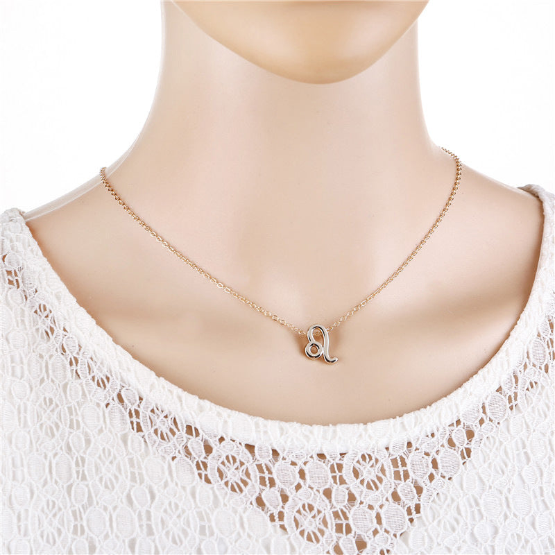 wish Amazon cross-border explosion models 12 twelve constellation necklace constellation card alloy pendant clavicle chain