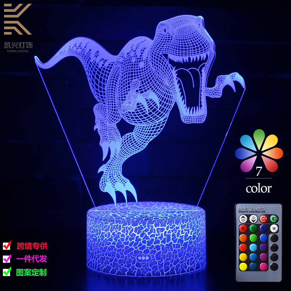 Cross-border dinosaur series colorful 3D night light LED touch remote control creative Christmas gift 3D table lamp