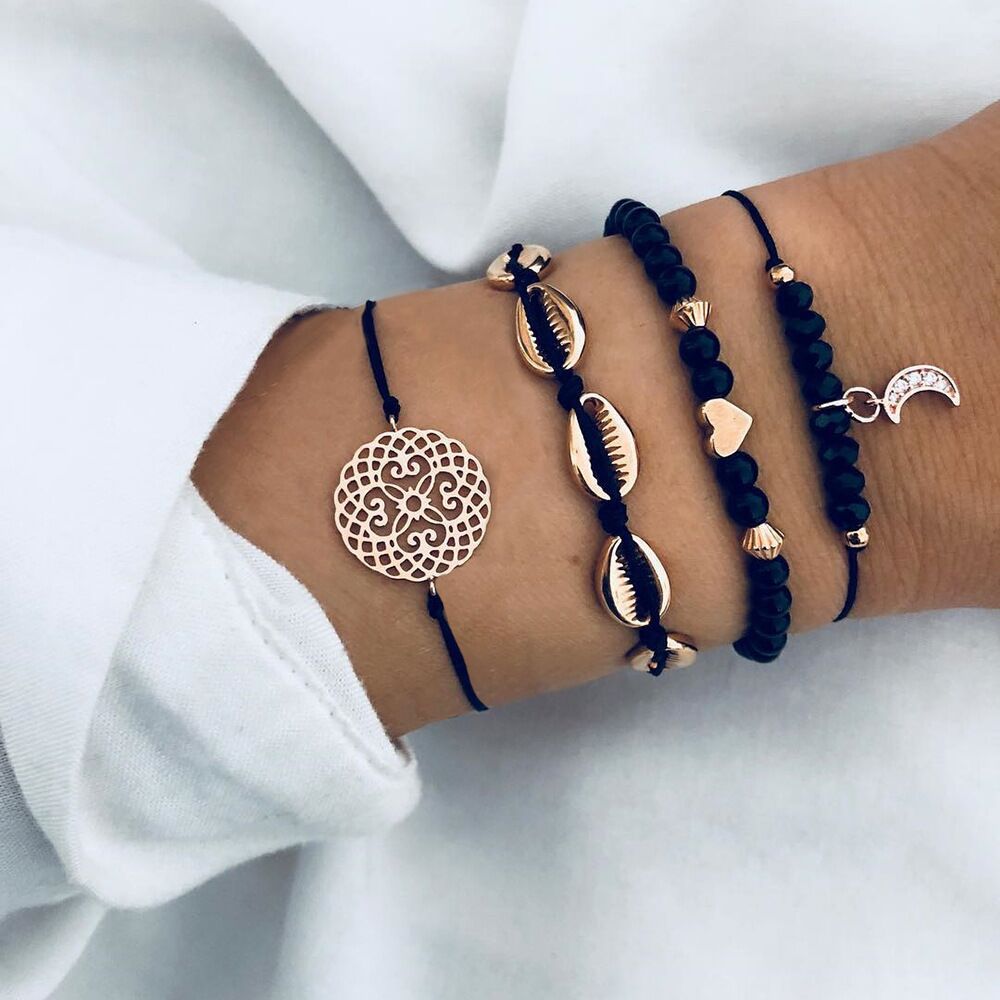 30 Styles Women Girls Mix Round alloy Crystal Charm Bracelets Fashion Boho Heart Map Pineapple Bracelets Sets Jewelry Gift