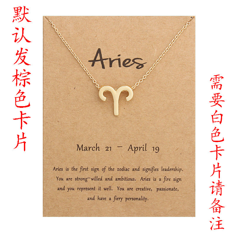 wish Amazon cross-border explosion models 12 twelve constellation necklace constellation card alloy pendant clavicle chain