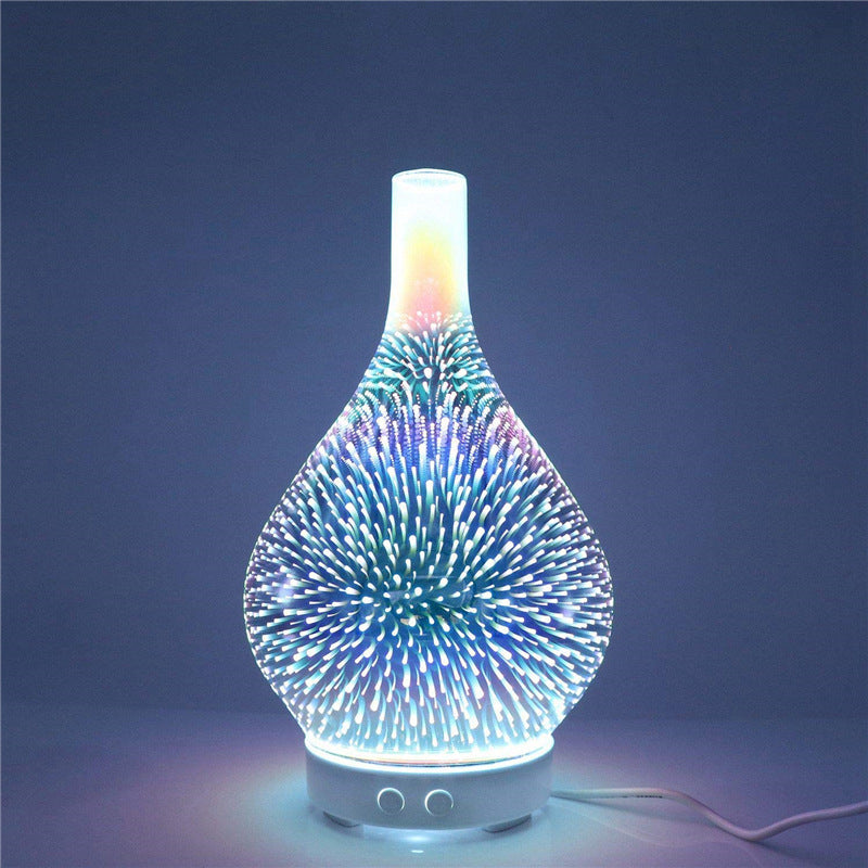 Creative 3D Glass Firework Humidifier Colorful LED Atmospheric Lamp Aroma Humidifier