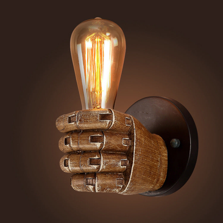Retro resin fist wall lamp Cross-border European style bar restaurant cafe decorative wall lamp Left hand right hand wall lamp