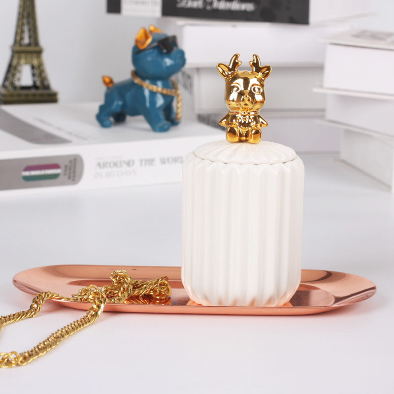 Nordic creative ceramic craftsmanship electroplating home decoration sealed jar wedding gift storage box storage jar with souvenir