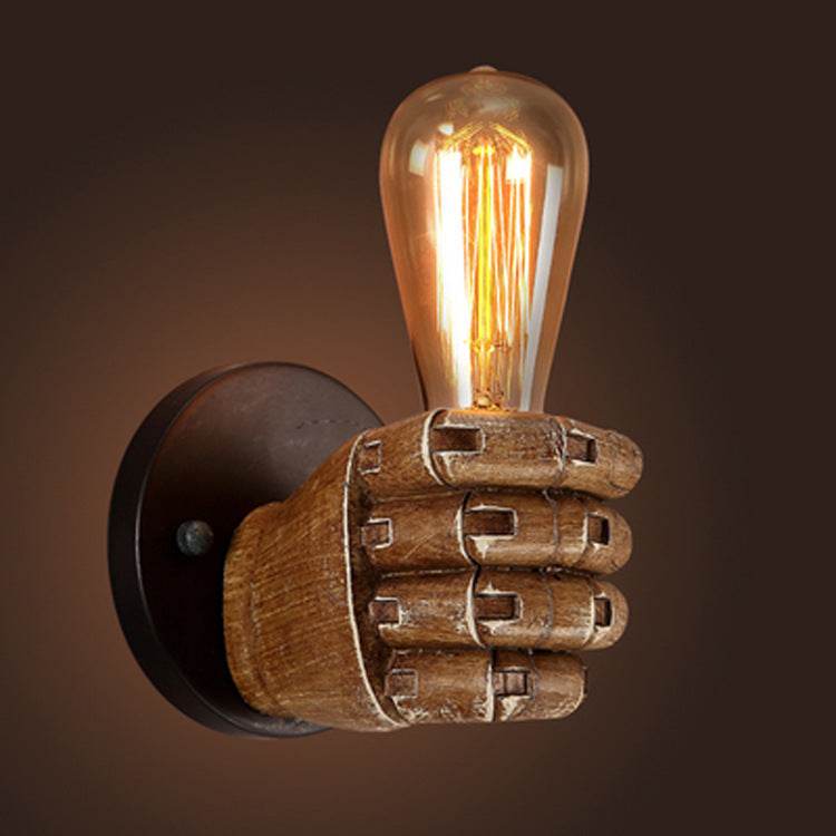 Retro resin fist wall lamp Cross-border European style bar restaurant cafe decorative wall lamp Left hand right hand wall lamp