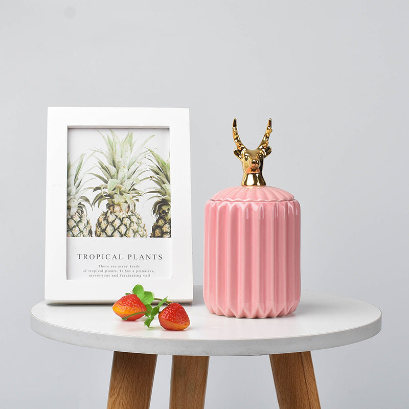 Nordic creative ceramic craftsmanship electroplating home decoration sealed jar wedding gift storage box storage jar with souvenir