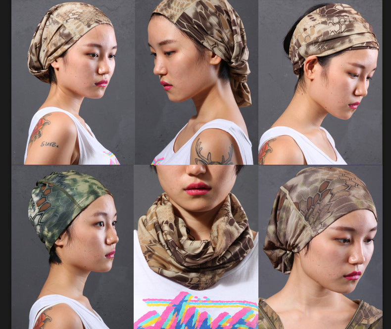 Cross-border source manufacturer chiefs bib outdoor sports camouflage bib elastic and quick-drying sunscreen ice silk magic scarf